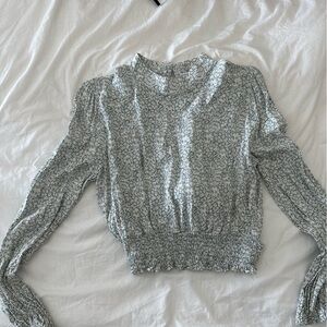 Green and white floral long sleeve